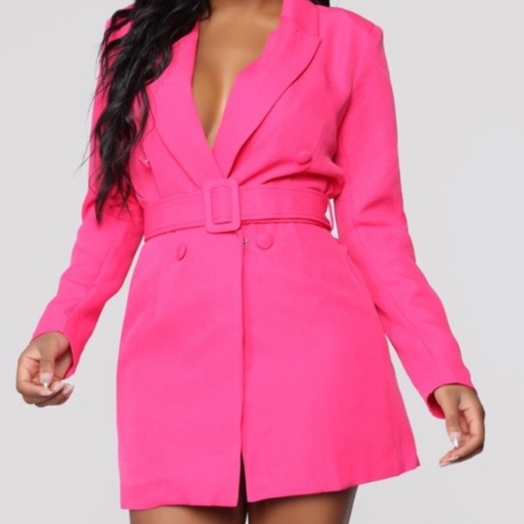 fashion nova pink blazer dress